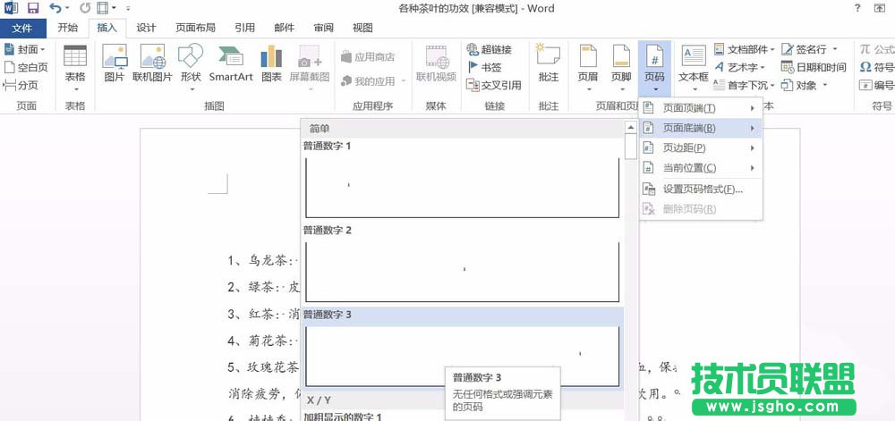 word2013頁碼如何設置為外側樣式