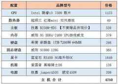 4800元i5-7500配RX480家用diy游戲電腦推薦