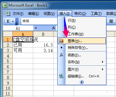 excel2003制作一個圓餅圖
