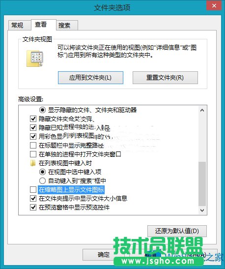 Win8怎么取消在縮略圖上顯示文件圖標(biāo)