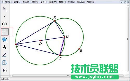 幾何畫板如何畫圓外一點(diǎn)的切線