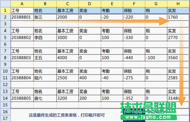 WPS表格批量制作工資條教程