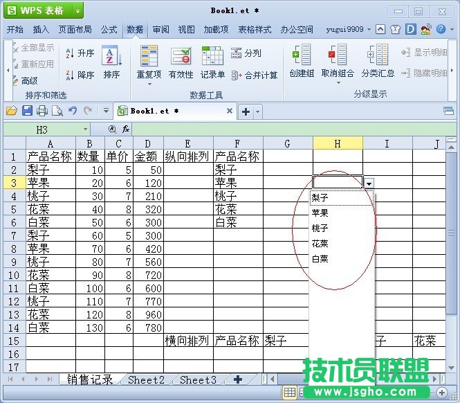 WPS表格提取數(shù)據(jù)源中的不重復項教程