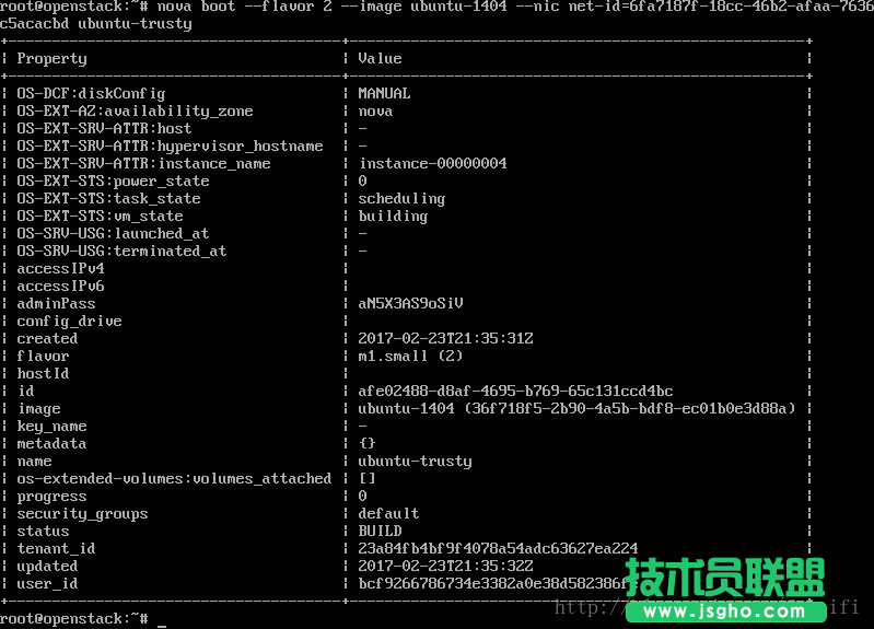 Openstack使用ubuntu鏡像啟動虛擬機實例詳解