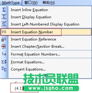 MathType公式格式菜單