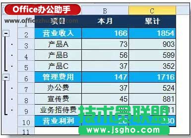 使用excel的組合功能實現(xiàn)數(shù)據(jù)隱藏的方法