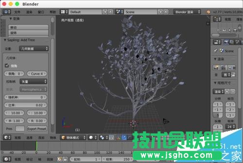 blender怎么設(shè)置樹木模型?   三聯(lián)