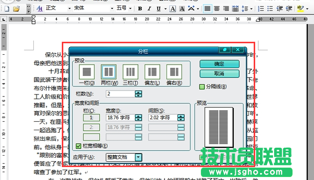 電腦公司XP系統(tǒng)電腦Word分欄的用法(1)