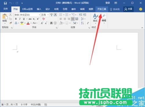 Word2016中添加開(kāi)發(fā)工具選項(xiàng)卡到界面顯示的方法