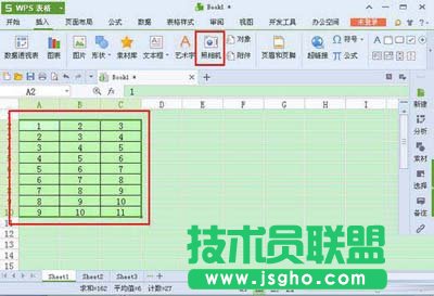 金山wps表格照相機