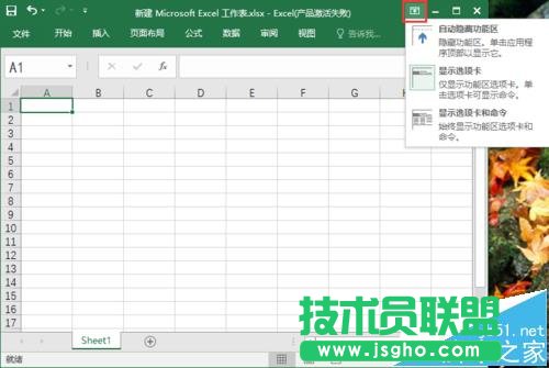 excel2016工具欄怎么顯示/隱藏?