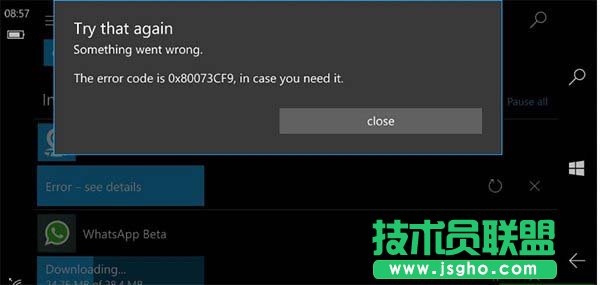 Win10 Mobile預(yù)覽版14905應(yīng)用更新出現(xiàn)0x80073cf9錯(cuò)誤怎么辦 三聯(lián)