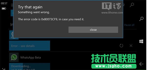 Win10 Mobile預(yù)覽版14905：應(yīng)用更新遭遇0x80073cf9錯(cuò)誤的解決方法 三聯(lián)