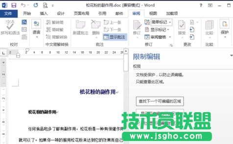 word2013怎么取消文檔保護(hù)