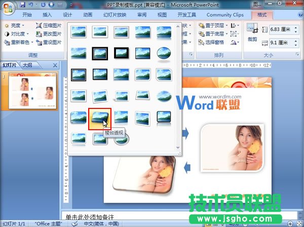 在PowerPoint2007中快速應(yīng)用圖片樣式