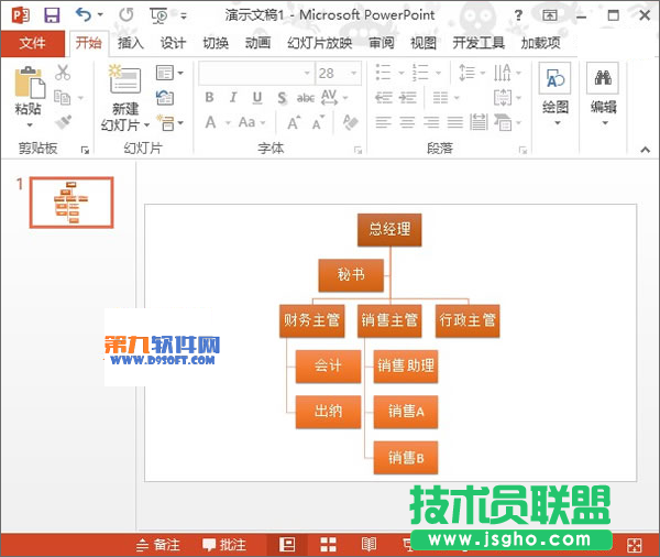 PowerPoint2013如何繪制層次結(jié)構(gòu)圖