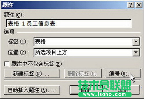 Word2007如何為表格插入題注