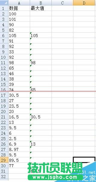 EXCEL怎么設(shè)置隔5個(gè)數(shù)就取最大值？