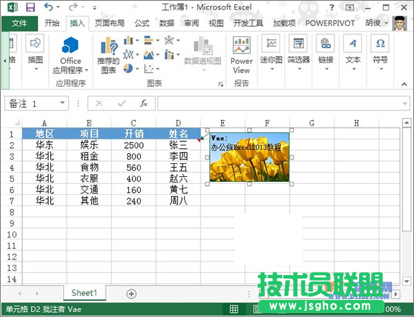 Excel2013 怎樣在圖片中插入批注