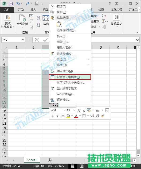 設(shè)置單元格格式