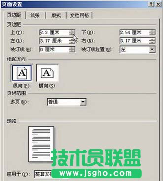 “頁面設置”對話框