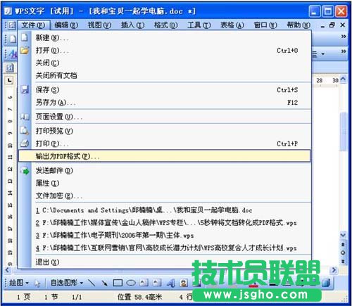 用WPS將Word文檔轉(zhuǎn)化成PDF格式