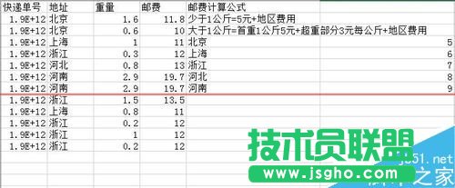 excel表格怎么快速計(jì)算各快遞件的郵費(fèi)