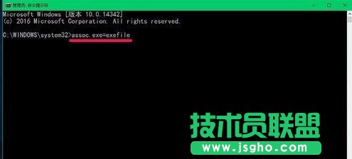 使用assoc.exe=exefile命令恢復(fù)exe文件關(guān)聯(lián)的步驟2