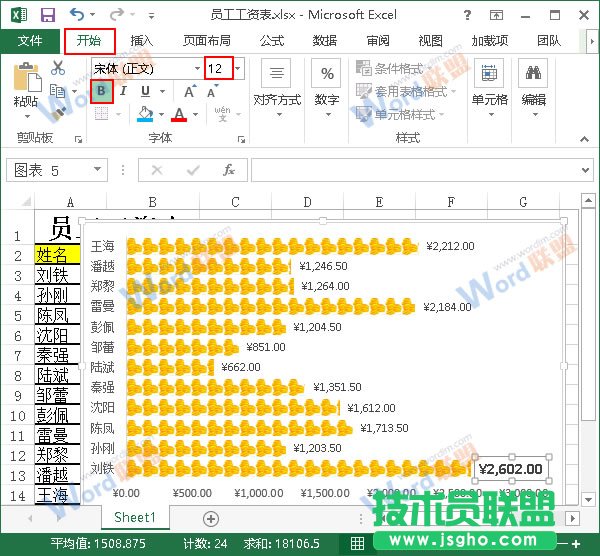 修改最大數(shù)據(jù)的字體格式